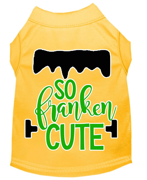 So Franken Cute Screen Print Dog Shirt Yellow XS